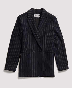 Superdry The Edit Sapporo Blazer Női Kabát Sötétkék/Csíkok | EYBXT5836